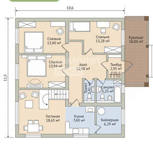 Дом 107м², 1-этажный, участок 5 сот.