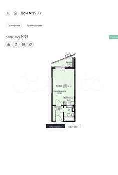 1-к квартира, вторичка, 32м2, 9/17 этаж