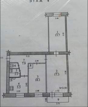 3-к квартира, вторичка, 58м2, 4/5 этаж