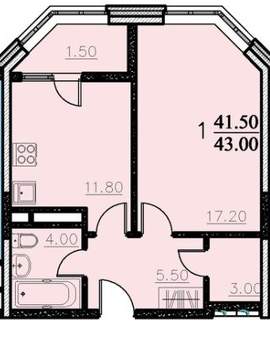 1-к квартира, вторичка, 43м2, 11/14 этаж