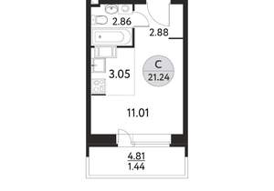 Студия квартира, вторичка, 21м2, 9/17 этаж