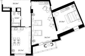 3-к квартира, сданный дом, 109м2, 14/20 этаж