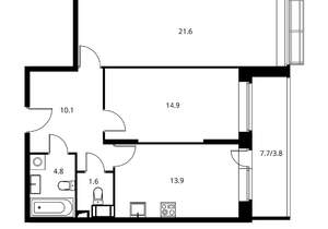 2-к квартира, вторичка, 71м2, 14/17 этаж