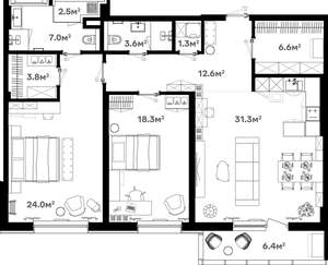 3-к квартира, сданный дом, 118м2, 16/20 этаж