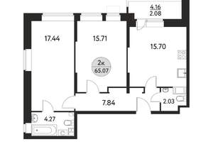 2-к квартира, вторичка, 65м2, 9/17 этаж