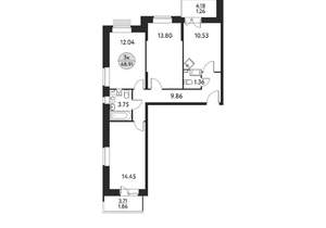 3-к квартира, вторичка, 69м2, 8/17 этаж