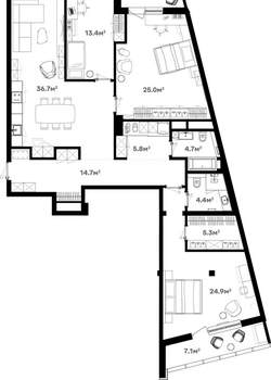 4-к квартира, сданный дом, 148м2, 13/20 этаж