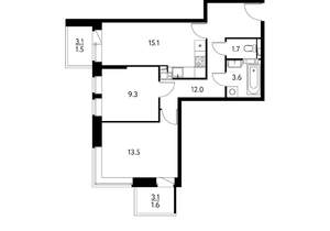 2-к квартира, вторичка, 58м2, 10/17 этаж