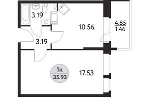 1-к квартира, вторичка, 36м2, 11/17 этаж