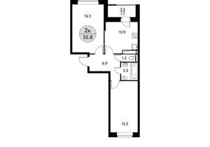 2-к квартира, вторичка, 56м2, 17/17 этаж