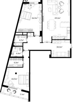 3-к квартира, сданный дом, 150м2, 16/20 этаж