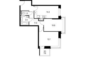 2-к квартира, вторичка, 56м2, 16/17 этаж