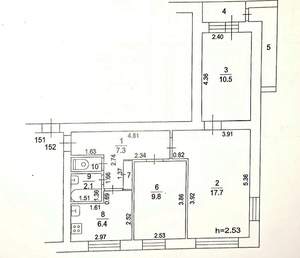 3-к квартира, вторичка, 56м2, 2/9 этаж