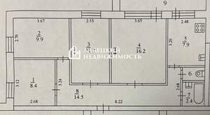 4-к квартира, вторичка, 72м2, 2/9 этаж