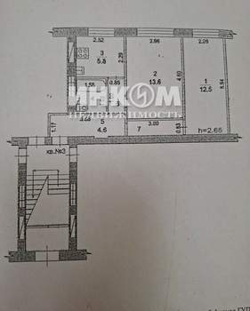 2-к квартира, вторичка, 44м2, 1/4 этаж