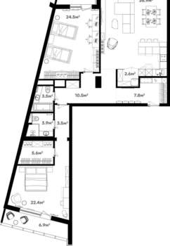 3-к квартира, сданный дом, 131м2, 10/20 этаж
