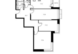 3-к квартира, вторичка, 78м2, 6/17 этаж